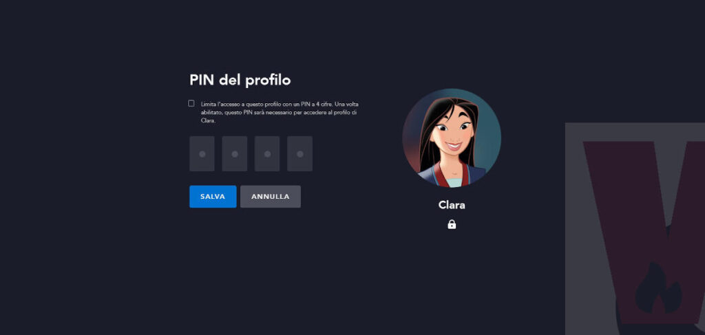 PIN del perfil Disney Plus